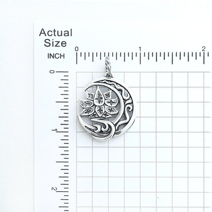 Crescent Star Lotus Pendant