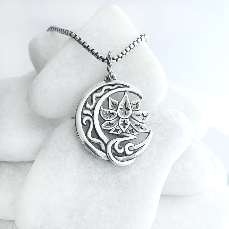 Crescent Star Lotus Pendant