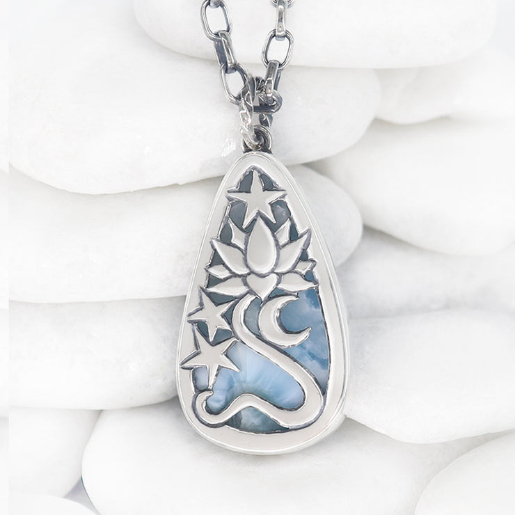 Larimar Lotus Reflection Pendant