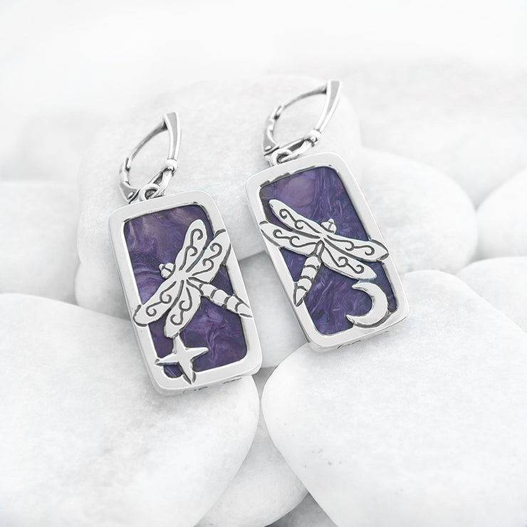 Purple Twilight Dragonfly Earrings