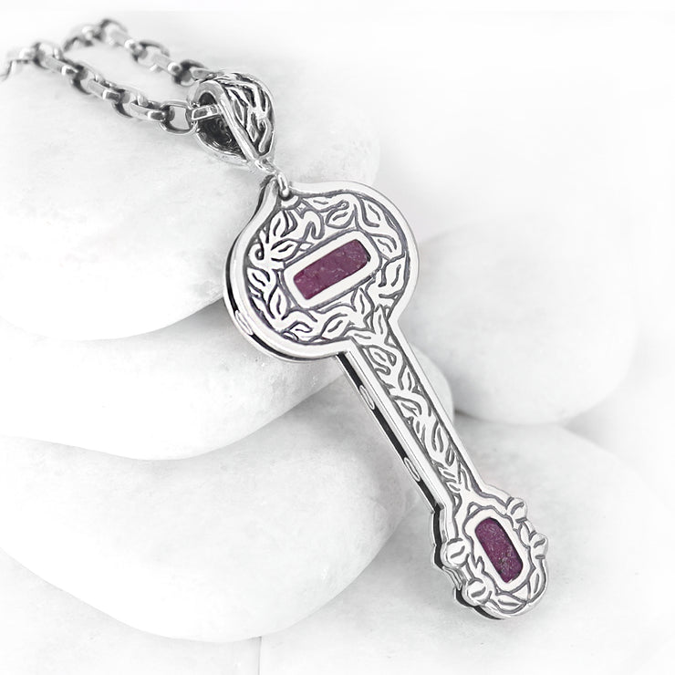 Ruby Crystal Key Pendant ~ Vine