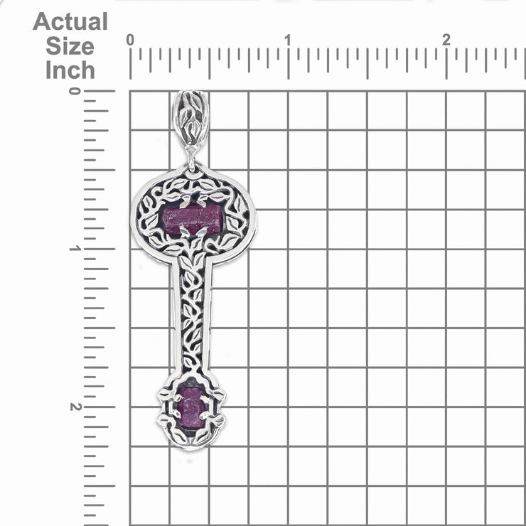 Ruby Crystal Key Pendant ~ Vine