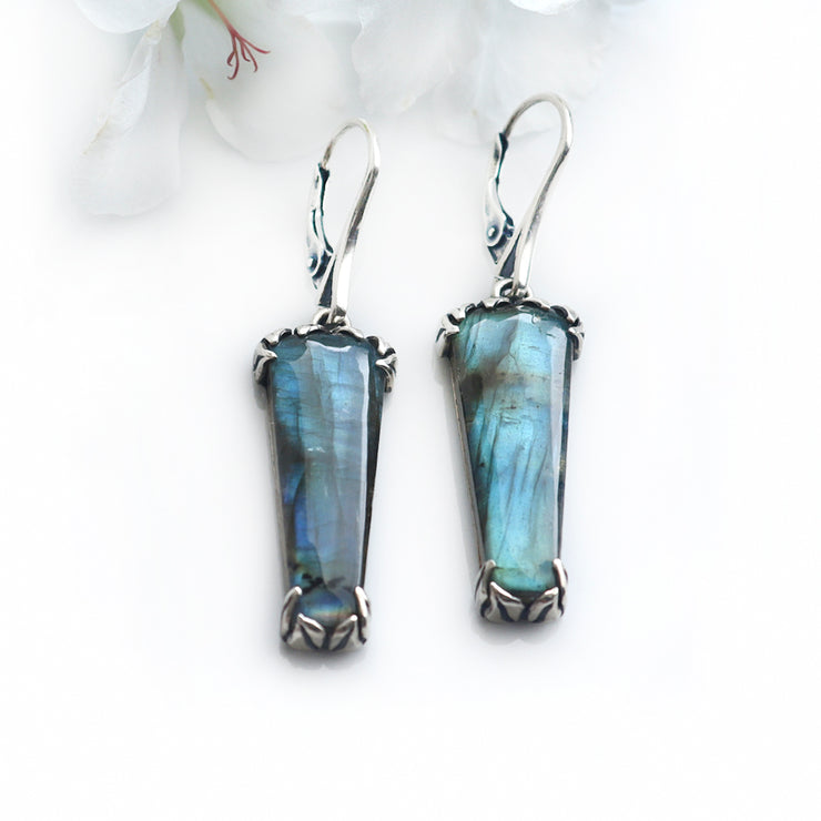 Stand Tall Labradorite Leaf Earrings