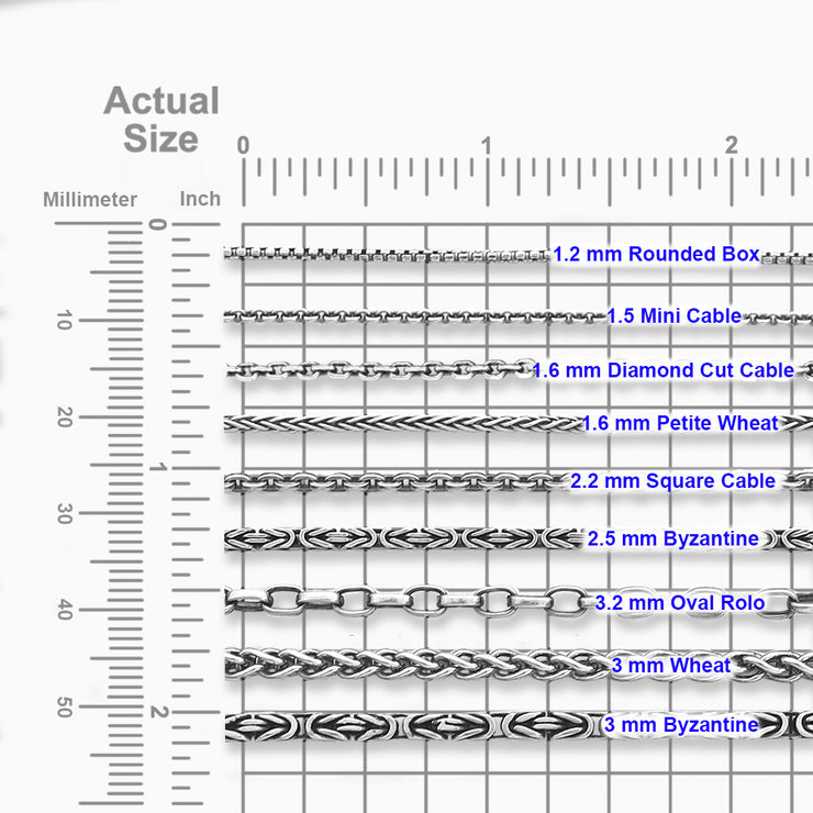 1.6mm Sterling Silver Diamond Cut Oval Cable