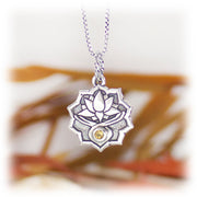 3rd Chakra Gemstone Pendant Hand Carved Sterling Silver