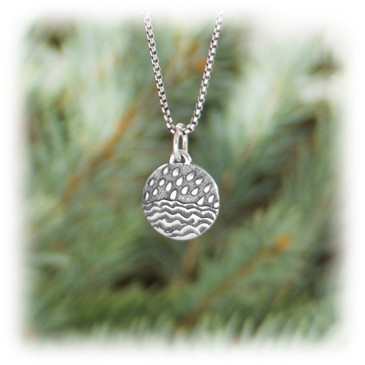 Water Element Charm Hand Carved Sterling Silver Jewelry