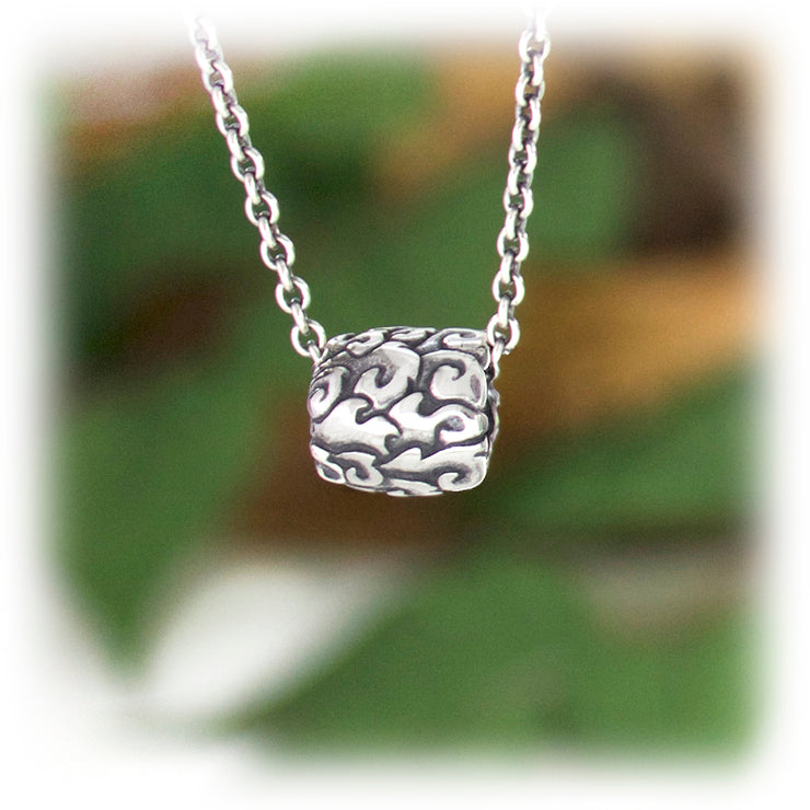 Water Elements Bead Hand Carved Sterling Silver Jewelry