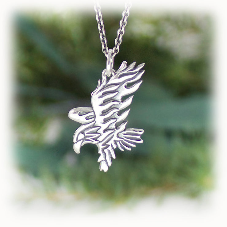 Eagle Animal Charm Hand Carved Sterling Silver Jewelry