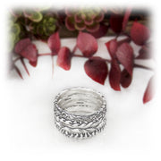 Elements Stacking Ring Hand Carved Sterling Silver Jewelry