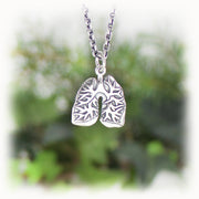 Lungs Anatomy Charm Hand Carved Sterling Silver Jewelry