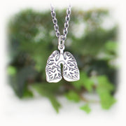 Lungs Anatomy Charm Hand Carved Sterling Silver Jewelry