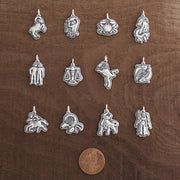 Virgo Zodiac Charm Astrology Hand Carved Sterling Silver Jewelry