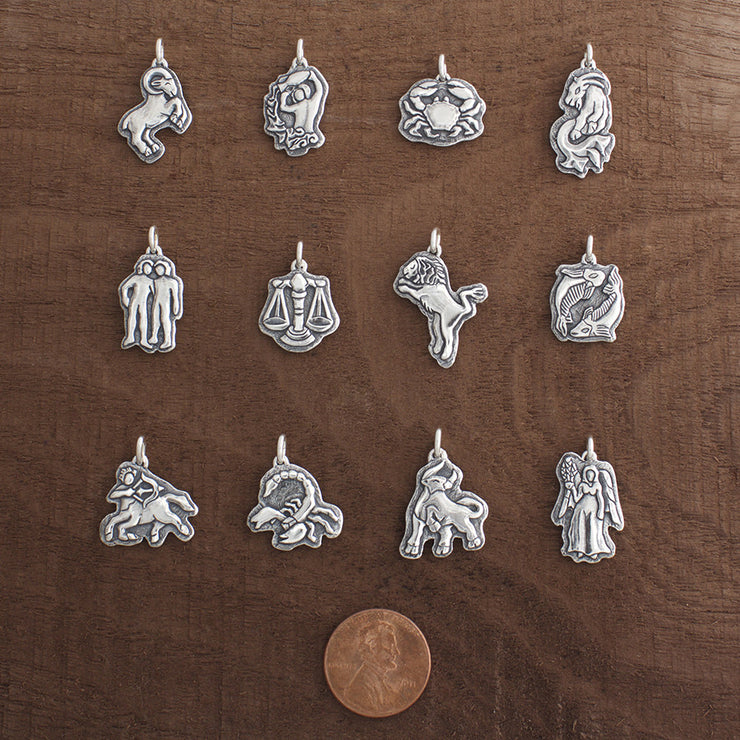 Taurus Zodiac Charm Astrology Hand Carved Sterling Silver Jewelry